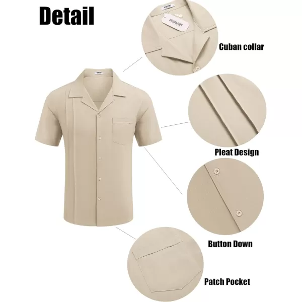 COOFANDY Mens Cuban Guayabera Shirt Short Sleeve Button Down Shirts Casual Summer Linen Shirts