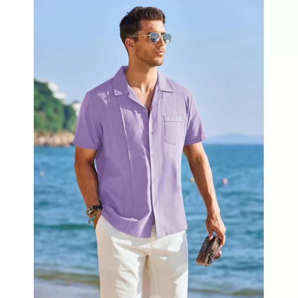 COOFANDY Mens Cuban Guayabera Shirt Short Sleeve Button Down Shirts Casual Summer Linen Shirts