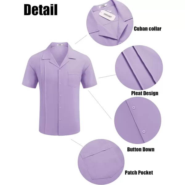 COOFANDY Mens Cuban Guayabera Shirt Short Sleeve Button Down Shirts Casual Summer Linen Shirts