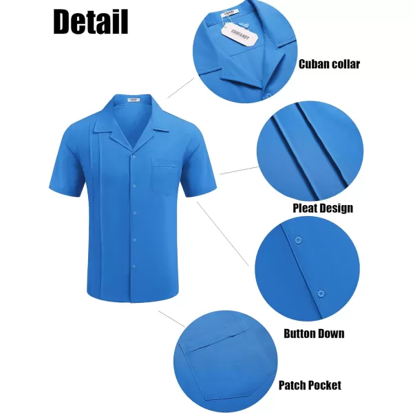 COOFANDY Mens Cuban Guayabera Shirt Short Sleeve Button Down Shirts Casual Summer Linen Shirts