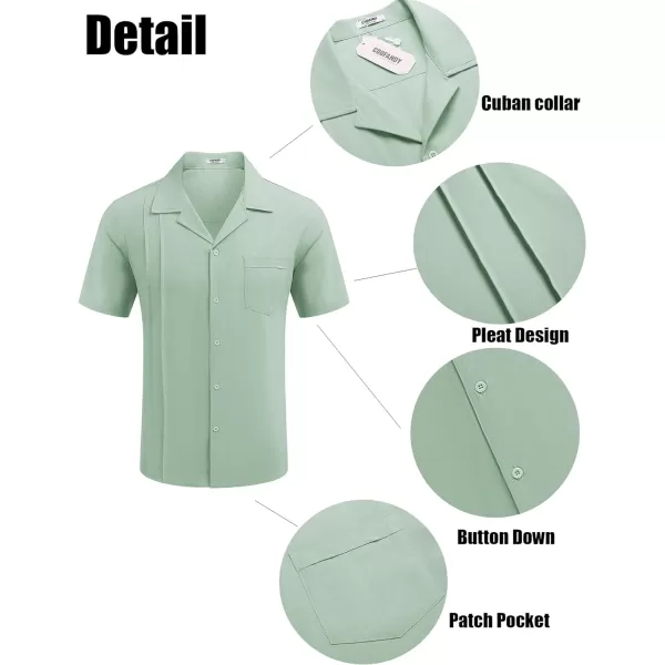 COOFANDY Mens Cuban Guayabera Shirt Short Sleeve Button Down Shirts Casual Summer Linen Shirts
