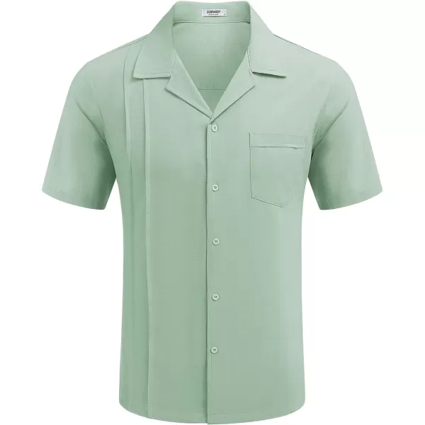 COOFANDY Mens Cuban Guayabera Shirt Short Sleeve Button Down Shirts Casual Summer Linen Shirts