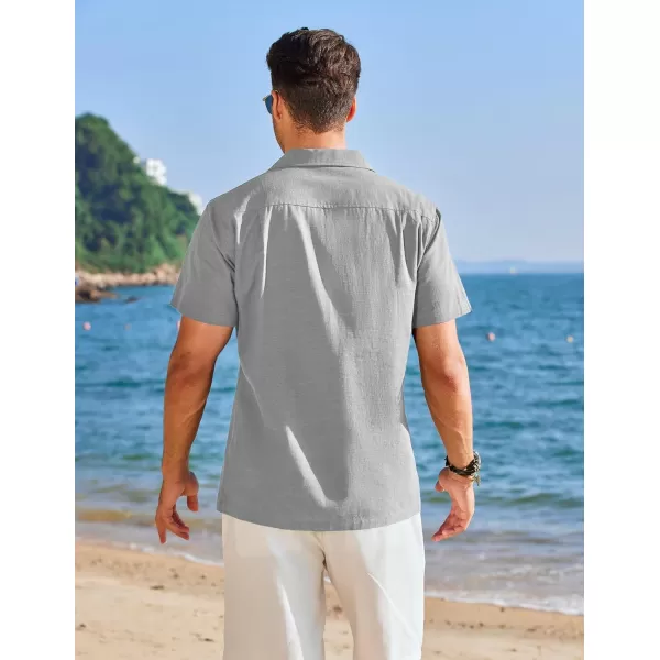 COOFANDY Mens Cuban Guayabera Shirt Short Sleeve Button Down Shirts Casual Summer Linen Shirts