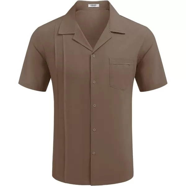 COOFANDY Mens Cuban Guayabera Shirt Short Sleeve Button Down Shirts Casual Summer Linen Shirts