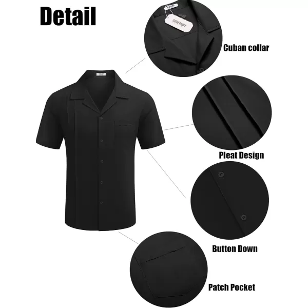 COOFANDY Mens Cuban Guayabera Shirt Short Sleeve Button Down Shirts Casual Summer Linen Shirts