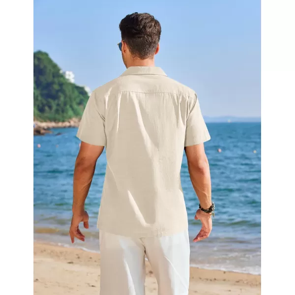 COOFANDY Mens Cuban Guayabera Shirt Short Sleeve Button Down Shirts Casual Summer Linen Shirts