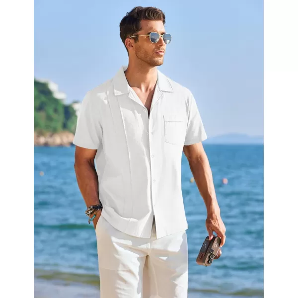 COOFANDY Mens Cuban Guayabera Shirt Short Sleeve Button Down Shirts Casual Summer Linen Shirts