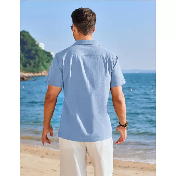 COOFANDY Mens Cuban Guayabera Shirt Short Sleeve Button Down Shirts Casual Summer Linen Shirts