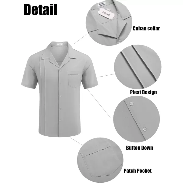COOFANDY Mens Cuban Guayabera Shirt Short Sleeve Button Down Shirts Casual Summer Linen Shirts