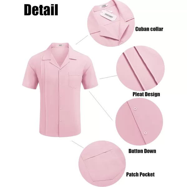 COOFANDY Mens Cuban Guayabera Shirt Short Sleeve Button Down Shirts Casual Summer Linen Shirts