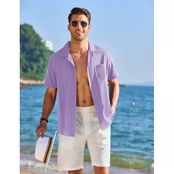 COOFANDY Mens Cuban Guayabera Shirt Short Sleeve Button Down Shirts Casual Summer Linen Shirts