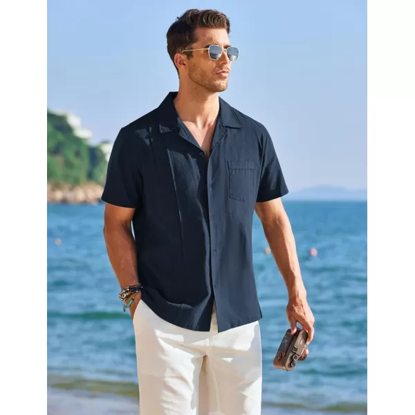 COOFANDY Mens Cuban Guayabera Shirt Short Sleeve Button Down Shirts Casual Summer Linen Shirts