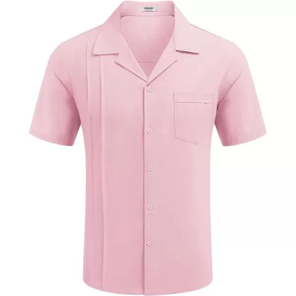 COOFANDY Mens Cuban Guayabera Shirt Short Sleeve Button Down Shirts Casual Summer Linen Shirts