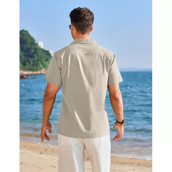 COOFANDY Mens Cuban Guayabera Shirt Short Sleeve Button Down Shirts Casual Summer Linen Shirts