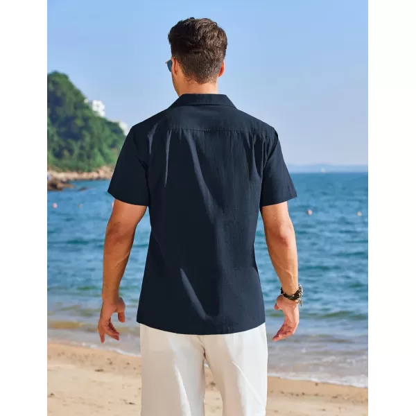 COOFANDY Mens Cuban Guayabera Shirt Short Sleeve Button Down Shirts Casual Summer Linen Shirts
