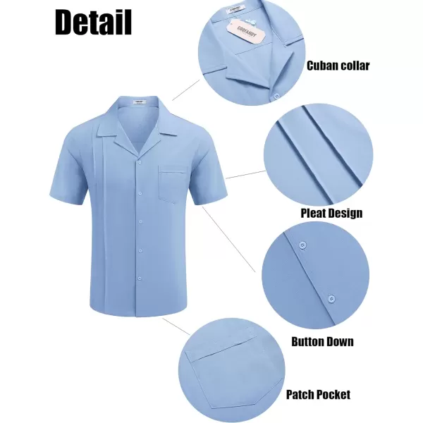 COOFANDY Mens Cuban Guayabera Shirt Short Sleeve Button Down Shirts Casual Summer Linen Shirts