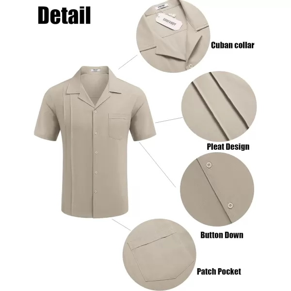 COOFANDY Mens Cuban Guayabera Shirt Short Sleeve Button Down Shirts Casual Summer Linen Shirts