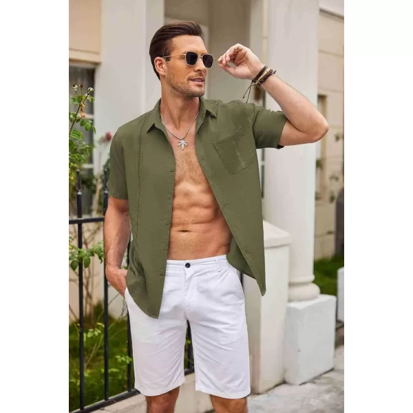 COOFANDY Mens Cuban Guayabera Shirt Short Sleeve Casual Button Down Summer Beach Shirts