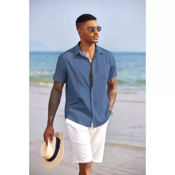COOFANDY Mens Cuban Guayabera Shirt Short Sleeve Casual Button Down Summer Beach Shirts