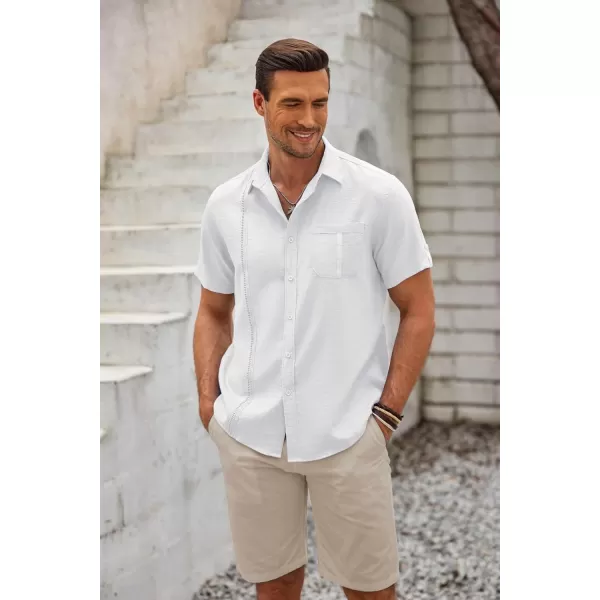 COOFANDY Mens Cuban Guayabera Shirt Short Sleeve Casual Button Down Summer Beach Shirts