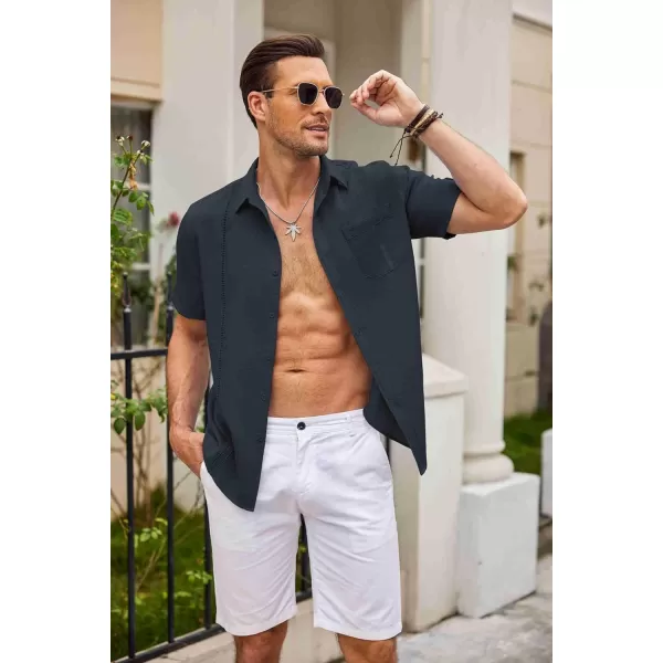 COOFANDY Mens Cuban Guayabera Shirt Short Sleeve Casual Button Down Summer Beach Shirts