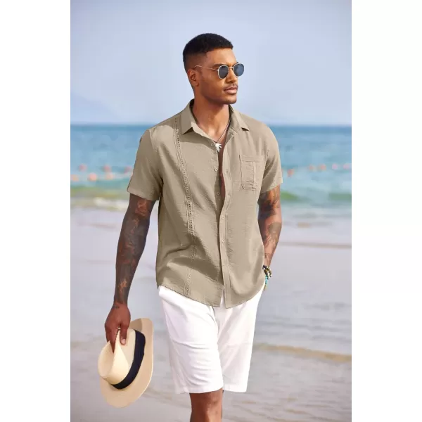 COOFANDY Mens Cuban Guayabera Shirt Short Sleeve Casual Button Down Summer Beach Shirts