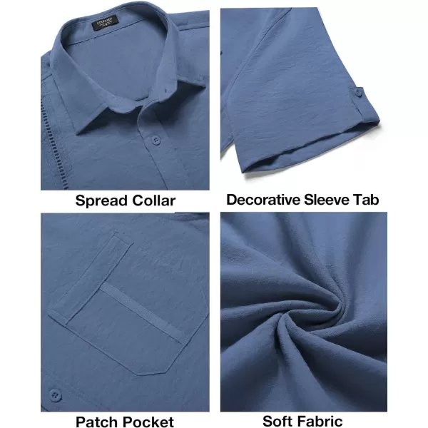 COOFANDY Mens Cuban Guayabera Shirt Short Sleeve Casual Button Down Summer Beach Shirts