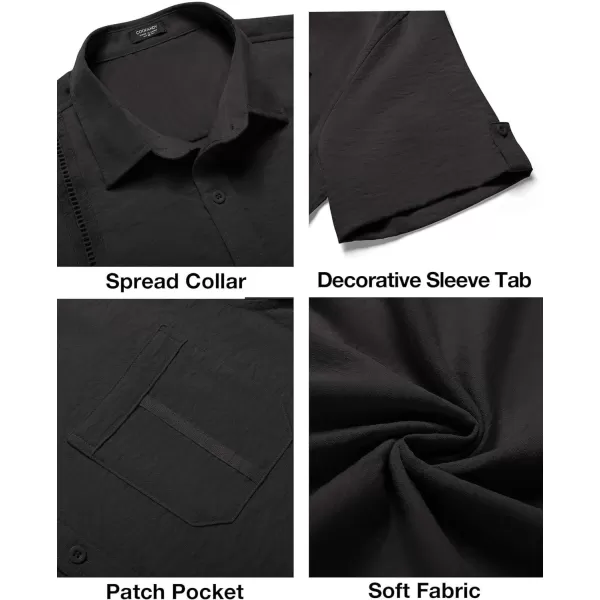 COOFANDY Mens Cuban Guayabera Shirt Short Sleeve Casual Button Down Summer Beach Shirts