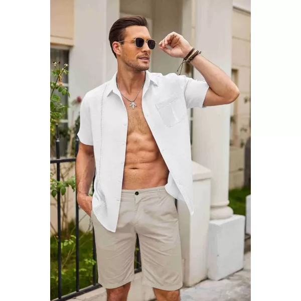 COOFANDY Mens Cuban Guayabera Shirt Short Sleeve Casual Button Down Summer Beach Shirts