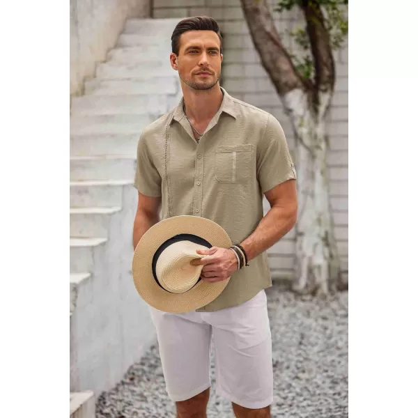 COOFANDY Mens Cuban Guayabera Shirt Short Sleeve Casual Button Down Summer Beach Shirts