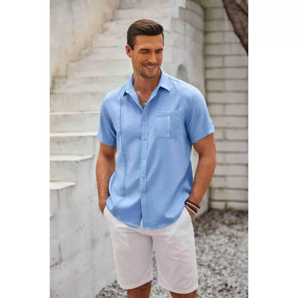 COOFANDY Mens Cuban Guayabera Shirt Short Sleeve Casual Button Down Summer Beach Shirts