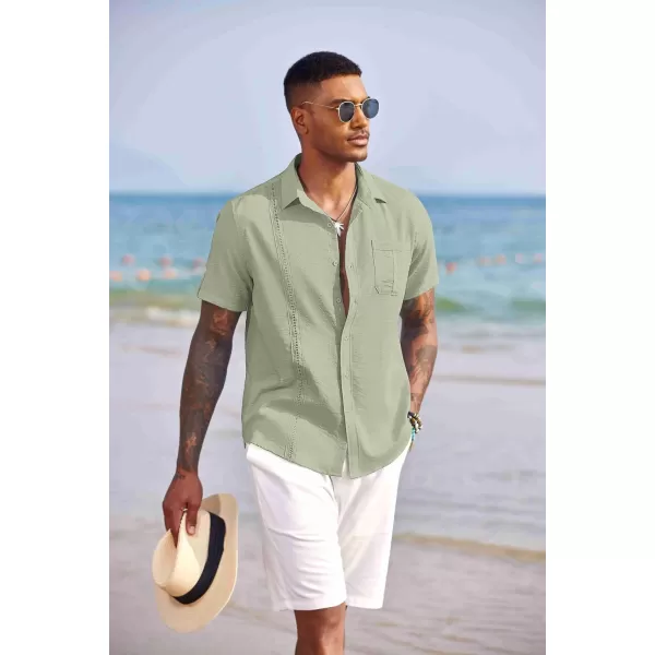COOFANDY Mens Cuban Guayabera Shirt Short Sleeve Casual Button Down Summer Beach Shirts