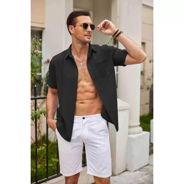 COOFANDY Mens Cuban Guayabera Shirt Short Sleeve Casual Button Down Summer Beach Shirts