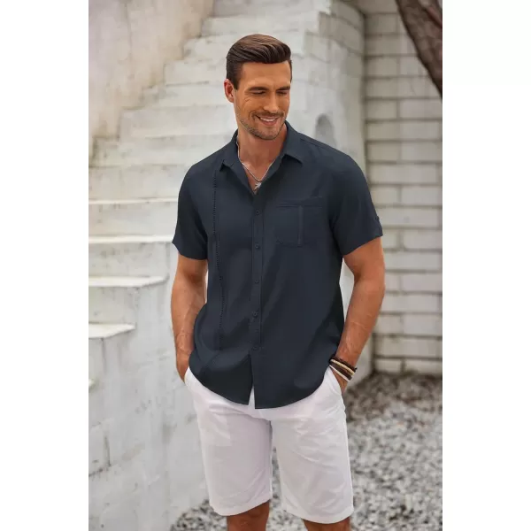 COOFANDY Mens Cuban Guayabera Shirt Short Sleeve Casual Button Down Summer Beach Shirts