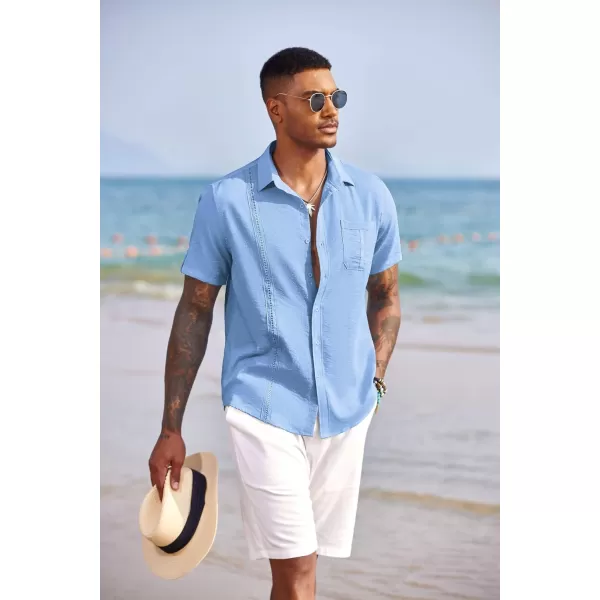 COOFANDY Mens Cuban Guayabera Shirt Short Sleeve Casual Button Down Summer Beach Shirts