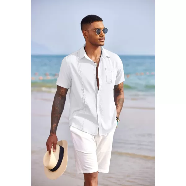 COOFANDY Mens Cuban Guayabera Shirt Short Sleeve Casual Button Down Summer Beach Shirts