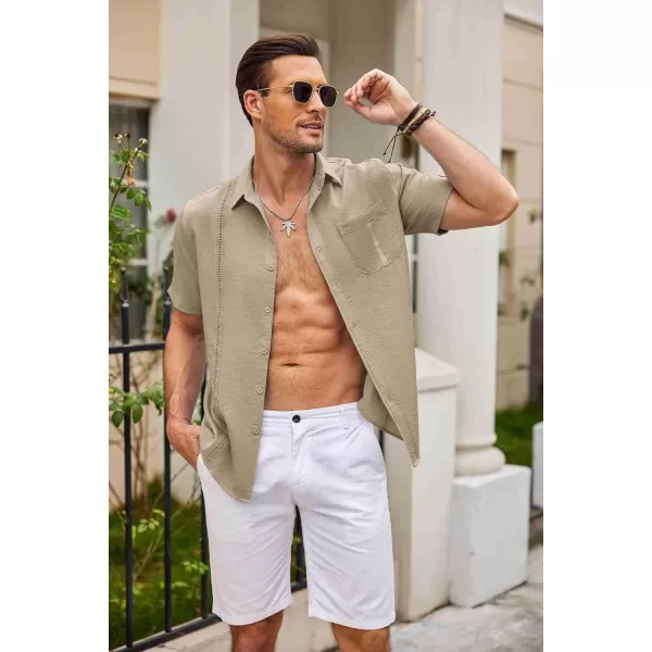 COOFANDY Mens Cuban Guayabera Shirt Short Sleeve Casual Button Down Summer Beach Shirts