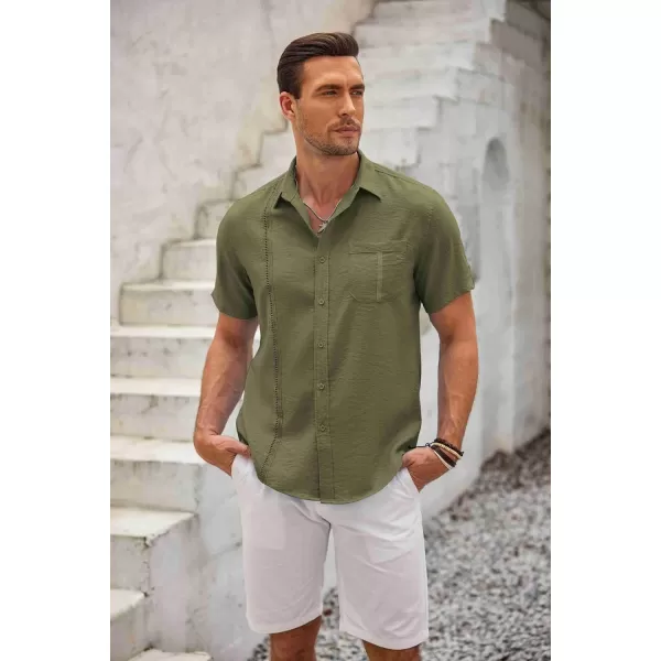 COOFANDY Mens Cuban Guayabera Shirt Short Sleeve Casual Button Down Summer Beach Shirts