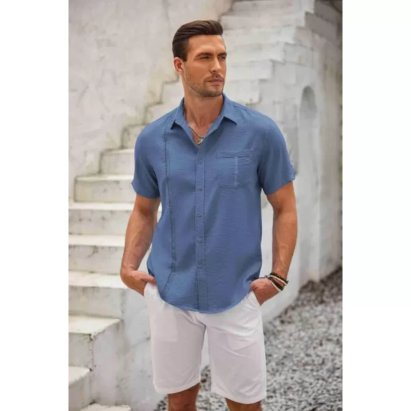 COOFANDY Mens Cuban Guayabera Shirt Short Sleeve Casual Button Down Summer Beach Shirts