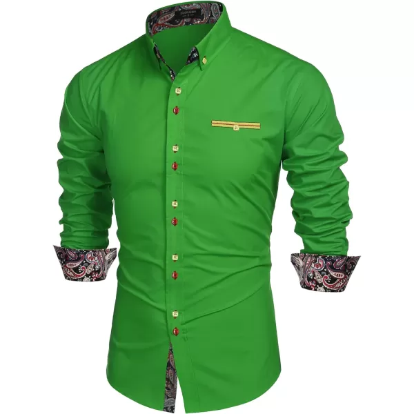 COOFANDY Mens Dress Shirt Long Sleeve Casual Button Down Paisley Shirts Party Wedding Dress Shirt