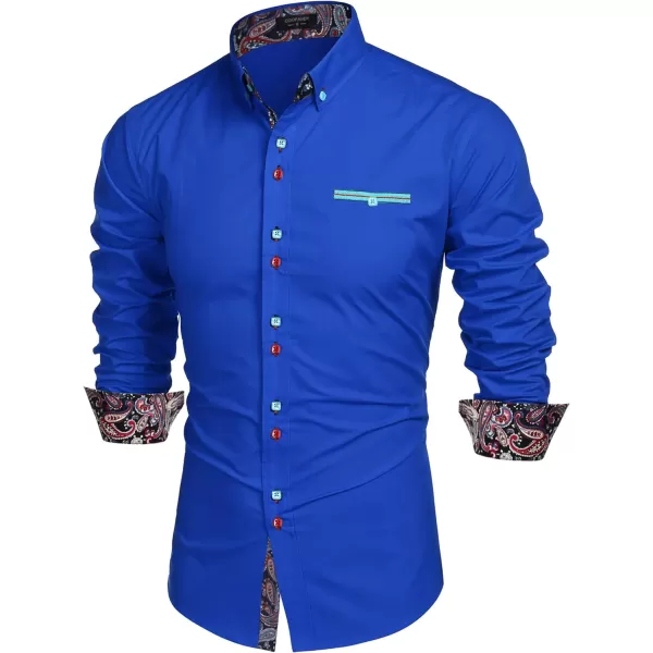 COOFANDY Mens Dress Shirt Long Sleeve Casual Button Down Paisley Shirts Party Wedding Dress Shirt