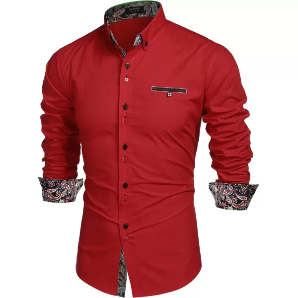 COOFANDY Mens Dress Shirt Long Sleeve Casual Button Down Paisley Shirts Party Wedding Dress Shirt