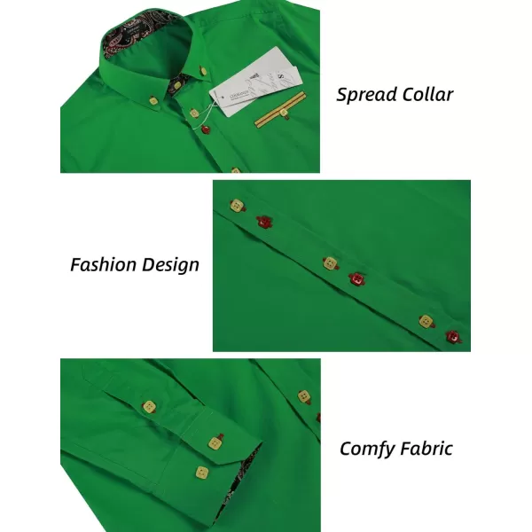 COOFANDY Mens Dress Shirt Long Sleeve Casual Button Down Paisley Shirts Party Wedding Dress Shirt