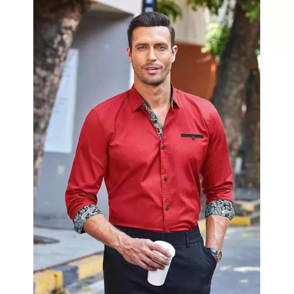 COOFANDY Mens Dress Shirt Long Sleeve Casual Button Down Paisley Shirts Party Wedding Dress Shirt