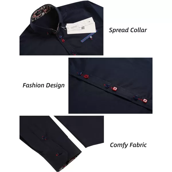 COOFANDY Mens Dress Shirt Long Sleeve Casual Button Down Paisley Shirts Party Wedding Dress Shirt