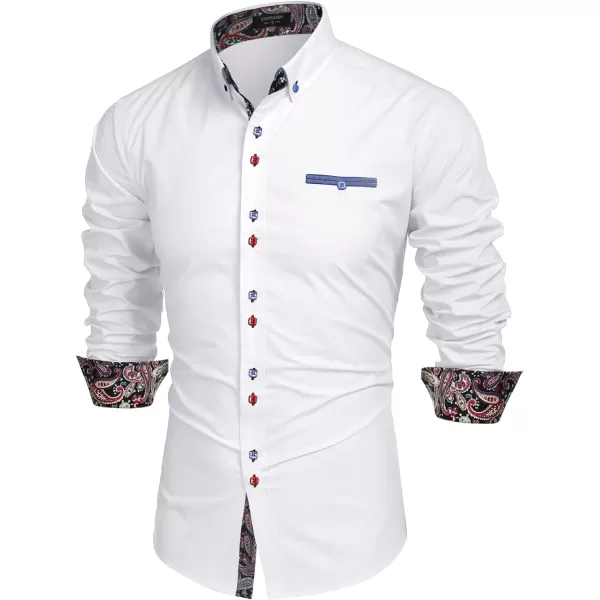 COOFANDY Mens Dress Shirt Long Sleeve Casual Button Down Paisley Shirts Party Wedding Dress Shirt