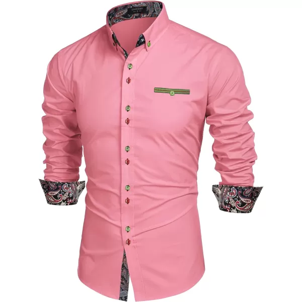 COOFANDY Mens Dress Shirt Long Sleeve Casual Button Down Paisley Shirts Party Wedding Dress Shirt