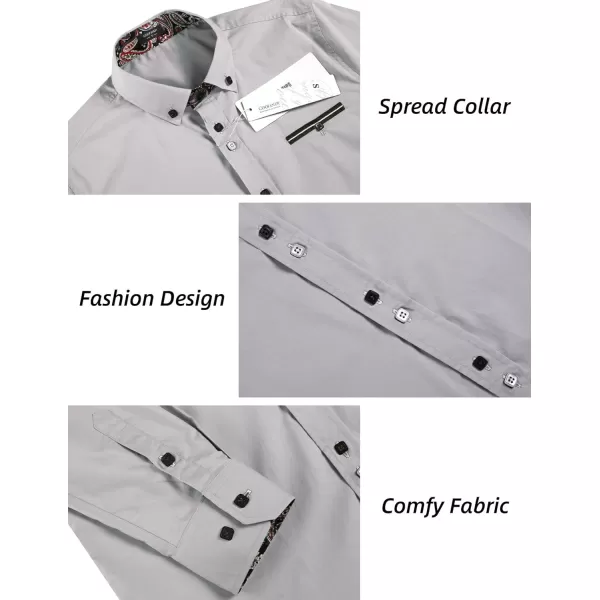 COOFANDY Mens Dress Shirt Long Sleeve Casual Button Down Paisley Shirts Party Wedding Dress Shirt