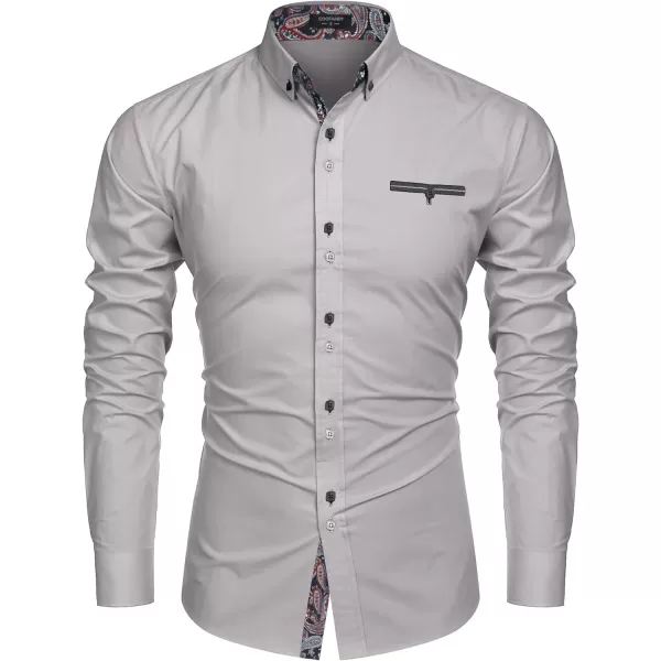 COOFANDY Mens Dress Shirt Long Sleeve Casual Button Down Paisley Shirts Party Wedding Dress Shirt