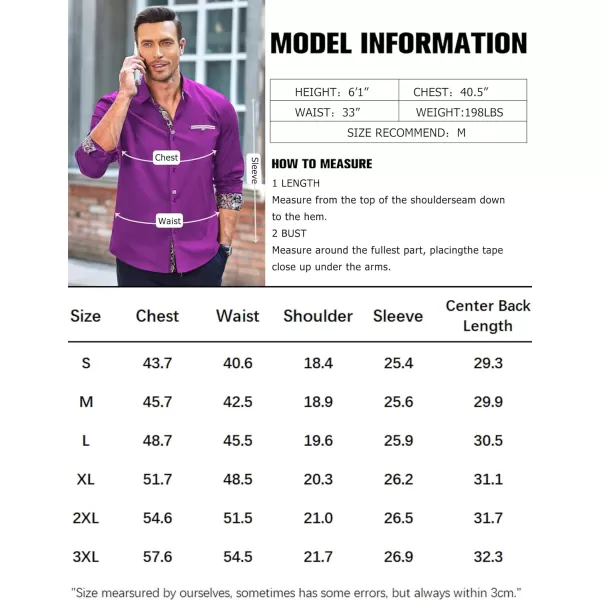 COOFANDY Mens Dress Shirt Long Sleeve Casual Button Down Paisley Shirts Party Wedding Dress Shirt